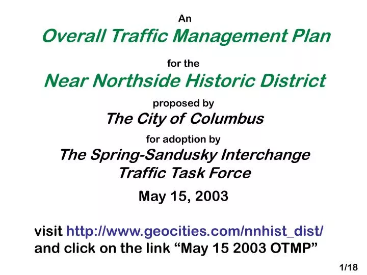 an overall traffic management plan