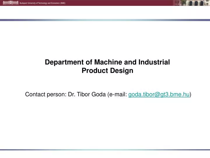 department of machine and industrial product design