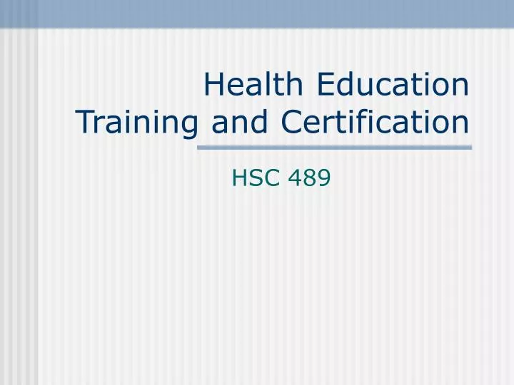 health education training and certification