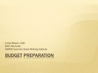 Budget Preparation