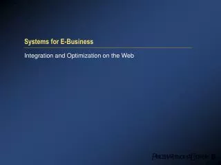 Systems for E-Business
