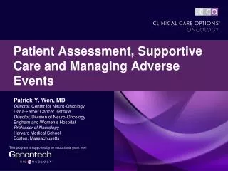 Patient Assessment, Supportive Care and Managing Adverse Events