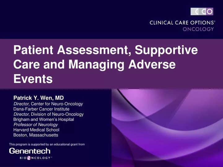 patient assessment supportive care and managing adverse events