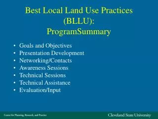 Best Local Land Use Practices (BLLU): ProgramSummary
