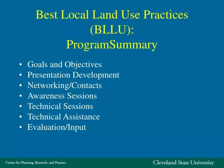 best local land use practices bllu programsummary
