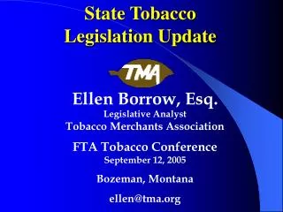 State Tobacco Legislation Update