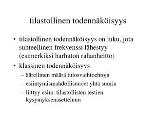 tilastollinen todenn k isyys