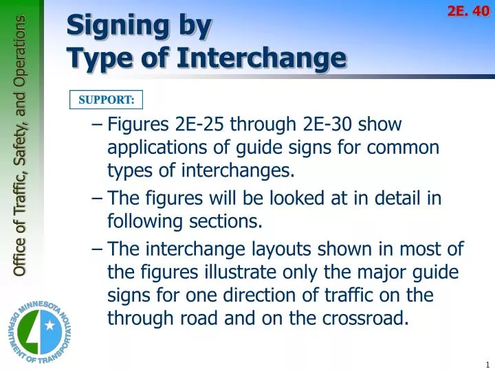 signing by type of interchange