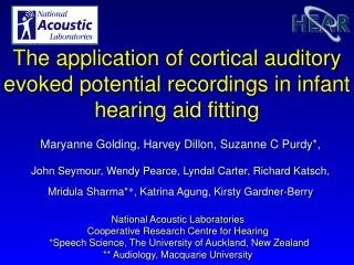 National Acoustic Laboratories Cooperative Research Centre for Hearing