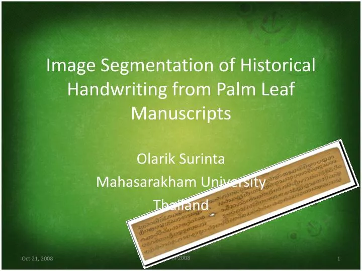 image segmentation of historical handwriting from palm leaf manuscripts