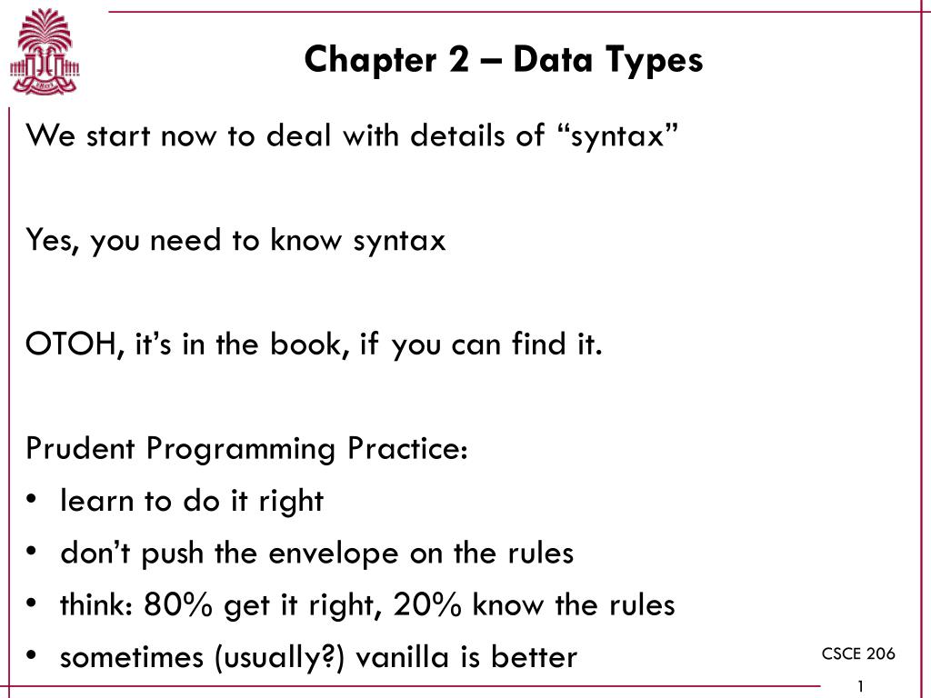 PPT - Chapter 2 – Data Types PowerPoint Presentation, free download ...