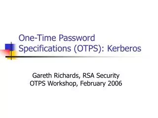 One-Time Password Specifications (OTPS): Kerberos