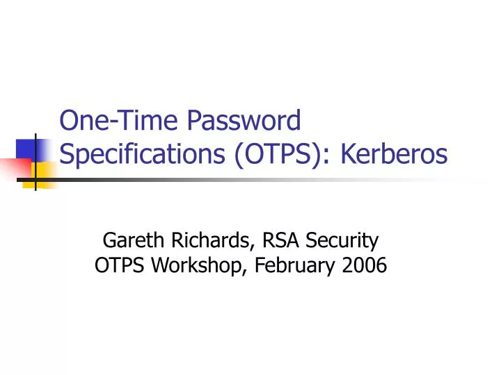 one time password specifications otps kerberos