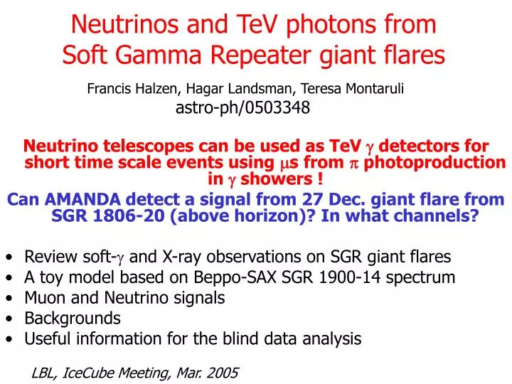 neutrinos and tev photons from soft gamma repeater giant flares