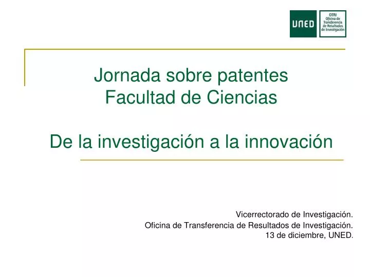 jornada sobre patentes facultad de ciencias de la investigaci n a la innovaci n