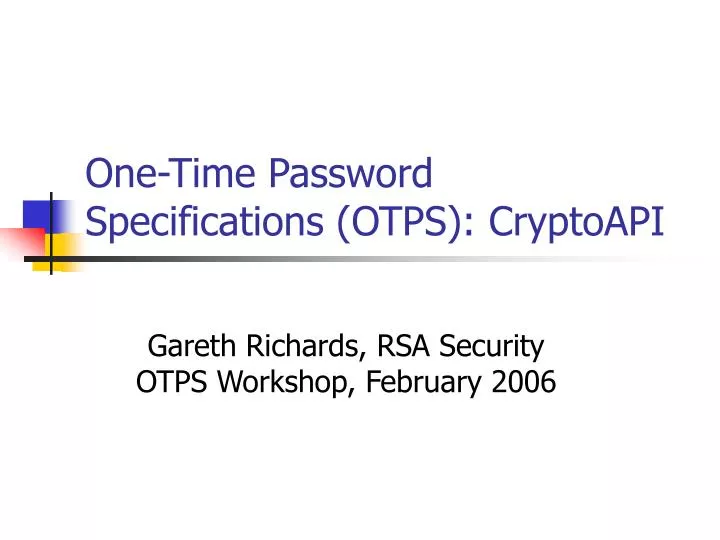 one time password specifications otps cryptoapi
