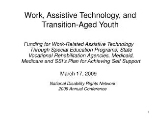 Work, Assistive Technology, and Transition-Aged Youth