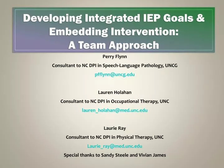 developing integrated iep goals embedding intervention a team approach
