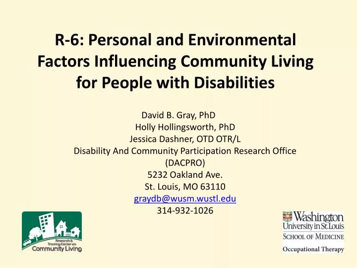 r 6 personal and environmental factors influencing community living for people with disabilities