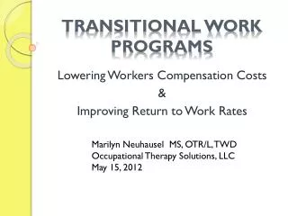 Transitional Work Programs