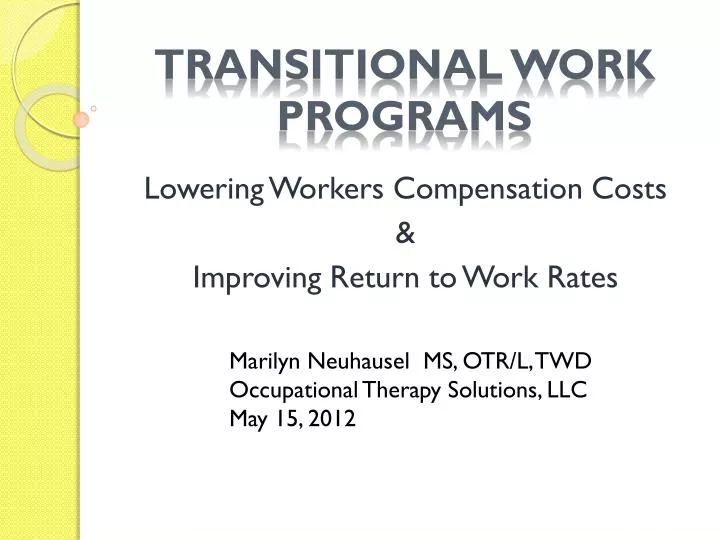transitional work programs