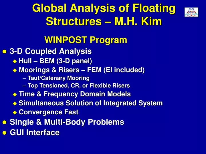 global analysis of floating structures m h kim