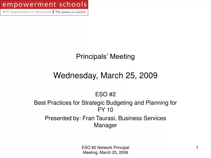 principals meeting wednesday march 25 2009