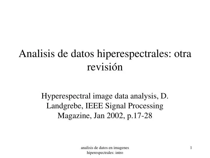 analisis de datos hiperespectrales otra revisi n