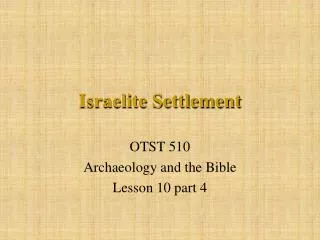 Israelite Settlement