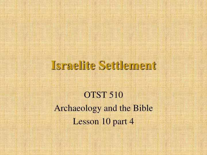 israelite settlement