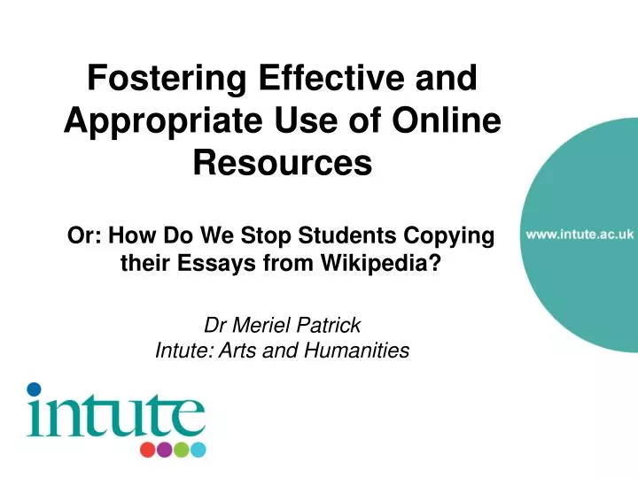 fostering effective and appropriate use of online resources
