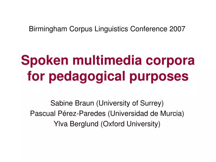 spoken multimedia corpora for pedagogical purposes