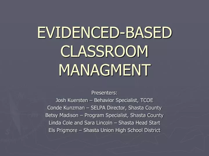 evidenced based classroom managment