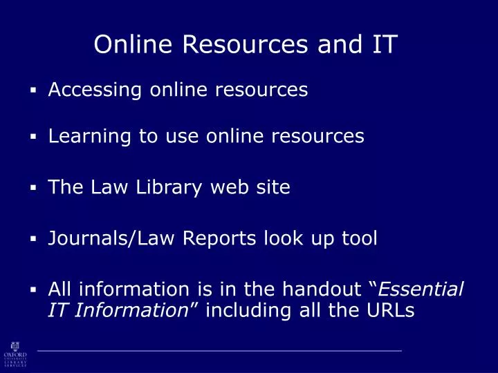 online resources and it