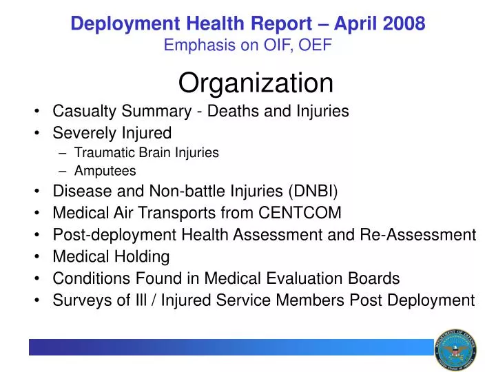 deployment health report april 2008 emphasis on oif oef