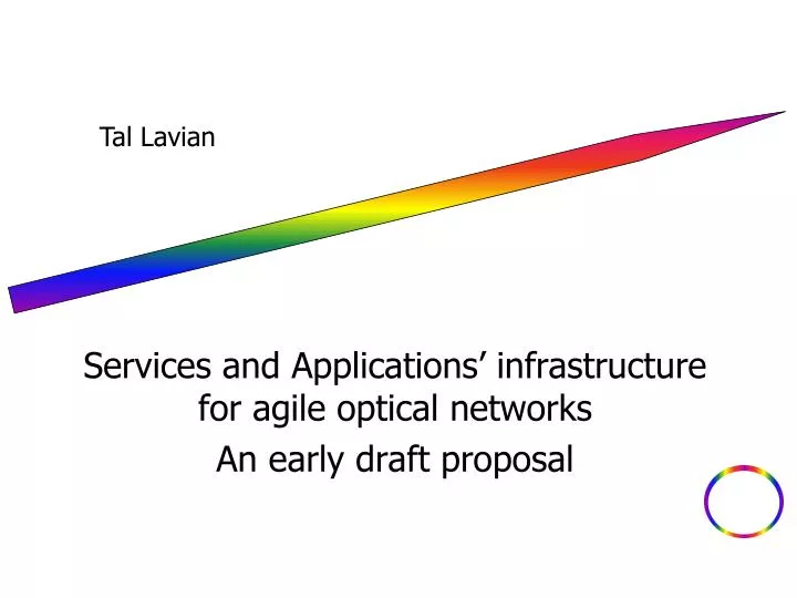 services and applications infrastructure for agile optical networks an early draft proposal