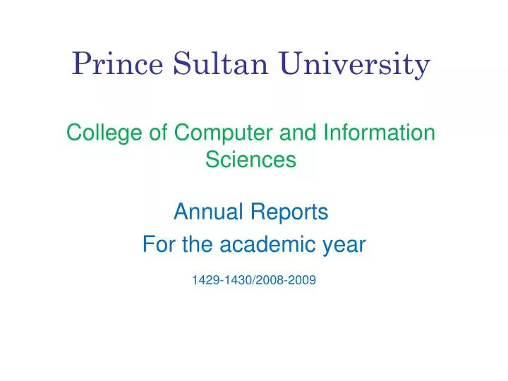 prince sultan university college of computer and information sciences
