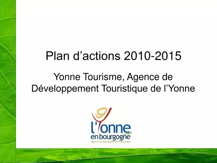 plan d actions 2010 2015