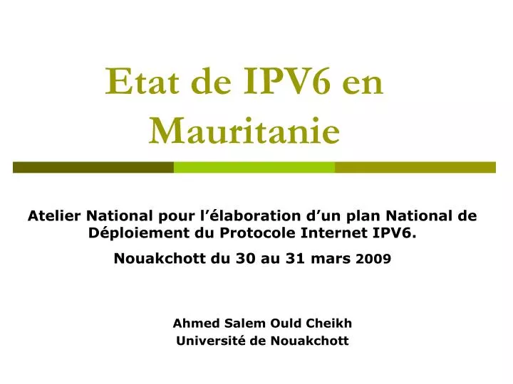 etat de ipv6 en mauritanie