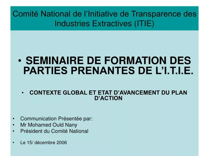 comit national de l initiative de transparence des industries extractives itie