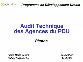 audit technique des agences du pdu