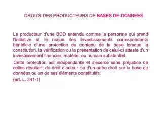 droits des producteurs de bases de donnees