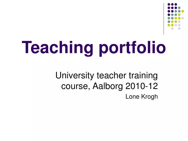 teaching portfolio