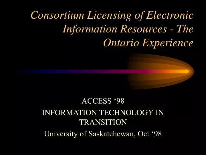 consortium licensing of electronic information resources the ontario experience