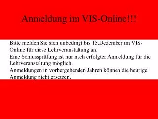 anmeldung im vis online