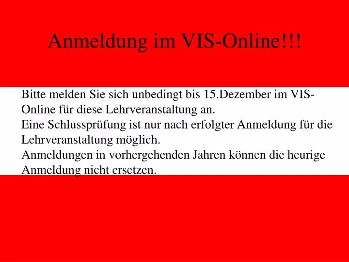 anmeldung im vis online