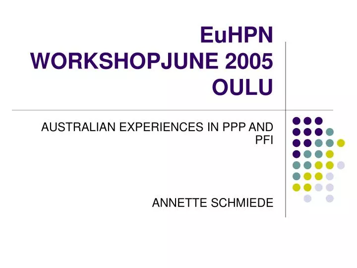 euhpn workshopjune 2005 oulu