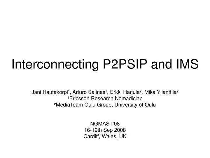 interconnecting p2psip and ims