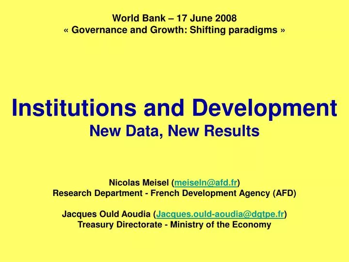 world bank 17 june 2008 governance and growth shifting paradigms