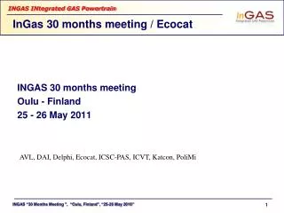 InGas 30 months meeting / Ecocat
